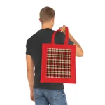 Christmas Red And Green Plaid Tartan Pattern Cotton Shopping Tote Bag