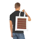 Christmas Red And Green Plaid Tartan Pattern Cotton Shopping Tote Bag
