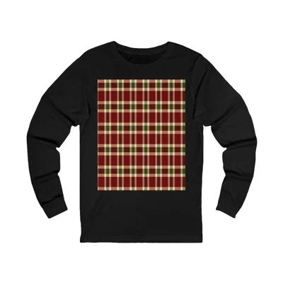Christmas Red And Green Plaid Tartan Pattern Long Sleeve T-Shirt