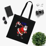 Christmas Santa Claus Bowing Ta Da Cotton Shopping Tote Bag