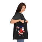 Christmas Santa Claus Bowing Ta Da Cotton Shopping Tote Bag
