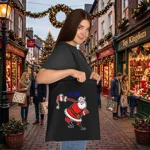 Christmas Santa Claus Bowing Ta Da Cotton Shopping Tote Bag
