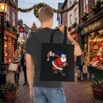 Christmas Santa Claus Bowing Ta Da Cotton Shopping Tote Bag