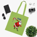 Christmas Santa Claus Bowing Ta Da Cotton Shopping Tote Bag