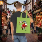 Christmas Santa Claus Bowing Ta Da Cotton Shopping Tote Bag