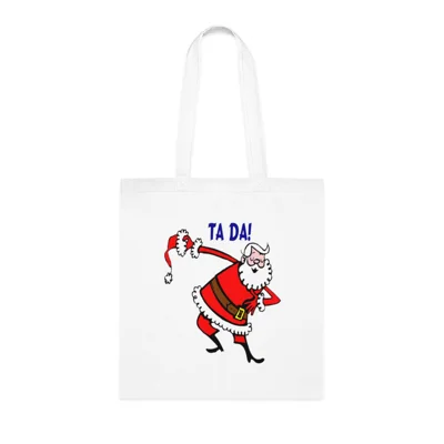 Christmas Santa Claus Bowing Ta Da Cotton Shopping Tote Bag
