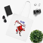Christmas Santa Claus Bowing Ta Da Cotton Shopping Tote Bag