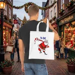 Christmas Santa Claus Bowing Ta Da Cotton Shopping Tote Bag