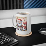 Christmas Santa Claus With Friends Snowman And Penguin Coffee Mug