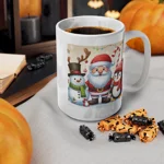 Christmas Santa Claus With Friends Snowman And Penguin Coffee Mug