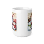 Christmas Santa Claus With Friends Snowman And Penguin Coffee Mug
