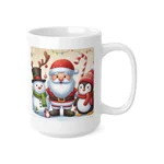 Christmas Santa Claus With Friends Snowman And Penguin Coffee Mug