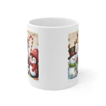 Christmas Santa Claus With Friends Snowman And Penguin Coffee Mug