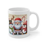 Christmas Santa Claus With Friends Snowman And Penguin Coffee Mug