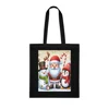 Christmas Santa Claus With Friends Snowman And Penguin Cotton Shopping Tote Bag