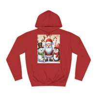 Christmas Santa Claus With Friends Snowman And Penguin Hoodie