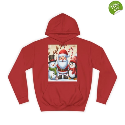 Christmas Santa Claus With Friends Snowman And Penguin Hoodie