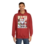 Christmas Santa Claus With Friends Snowman And Penguin Hoodie