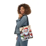 Christmas Santa Claus With Friends Snowman And Penguin Shoulder Tote Bag