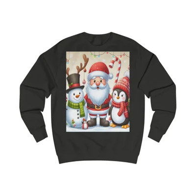 Christmas Santa Claus With Friends Snowman And Penguin Sweatshirt
