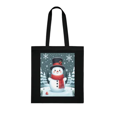 Christmas Snowman Winter Wonderland Cotton Shopping Tote Bag