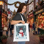 Christmas Snowman Winter Wonderland Cotton Shopping Tote Bag