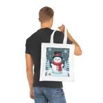 Christmas Snowman Winter Wonderland Cotton Shopping Tote Bag