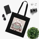 Coffee Love Christmas Cute Cartoon Cotton Shopping Tote Bag