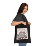 Coffee Love Christmas Cute Cartoon Cotton Shopping Tote Bag