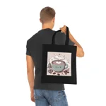 Coffee Love Christmas Cute Cartoon Cotton Shopping Tote Bag