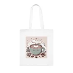 Coffee Love Christmas Cute Cartoon Cotton Shopping Tote Bag