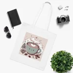 Coffee Love Christmas Cute Cartoon Cotton Shopping Tote Bag