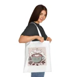 Coffee Love Christmas Cute Cartoon Cotton Shopping Tote Bag