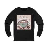Coffee Love Christmas Cute Cartoon Long Sleeve T-Shirt