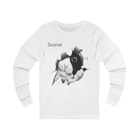 Curious Black and White Cat Surprise Long Sleeve T-Shirt