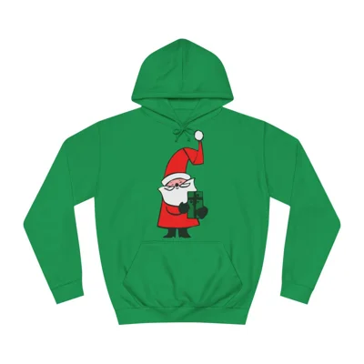 Curly Hat Santa With Gift Hoodie