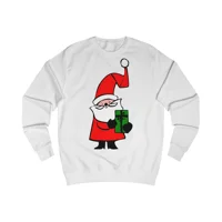 Curly Hat Santa With Gift Sweatshirt