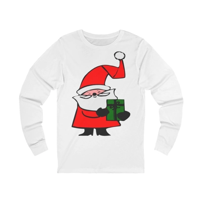 Curly Hat Santa With Gift Long Sleeve T-Shirt