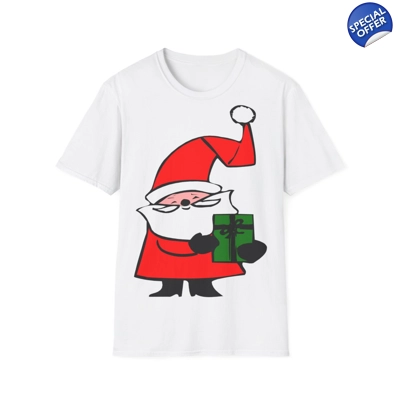 Curly Hat Santa With Gift T-Shirt Curly Hat Santa With Gift T-Shirt