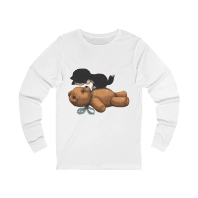 Cute Bear And Black Cat Long Sleeve T-Shirt