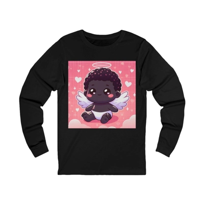 Cute Black Cupid Valentines Day Angel Long Sleeve T-Shirt