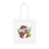 Cute Brown Easter Bunny and Eggs Cotton Shopping Tote Bag