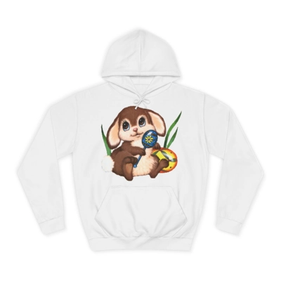 Cute Brown Easter Bunny and Eggs Hoodie