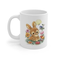 Cute Easter Bunny with Flowers and Eggs Coffee Mug