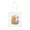 Cute Easter Bunny with Flowers and Eggs Cotton Shopping Tote Bag