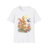 Cute Easter Bunny with Flowers and Eggs T-Shirt