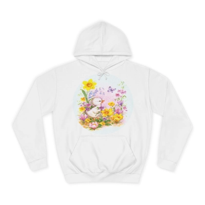 Cute Easter Duckling Chick and Spring Flowers Hoodie