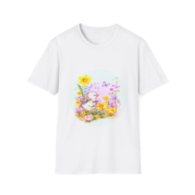 Cute Easter Duckling Chick and Spring Flowers T-Shirt