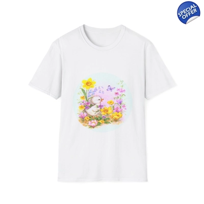 Cute Easter Duckling Chick and Spring Flowers T-Shirt Cute Easter Duckling Chick and Spring Flowers T-Shirt