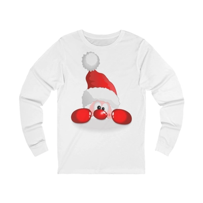 Cute Funny Santa Claus Peeping Long Sleeve T-Shirt